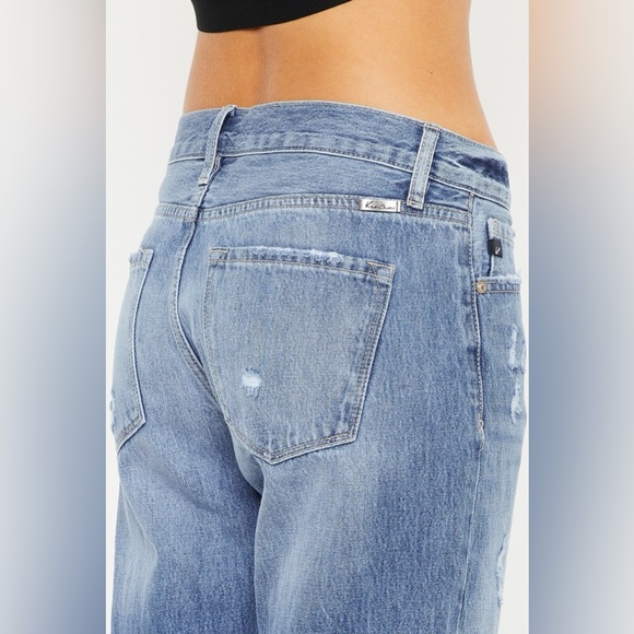 Kancan Mid Rise Distressed Straight Jeans - Picture 6 of 6